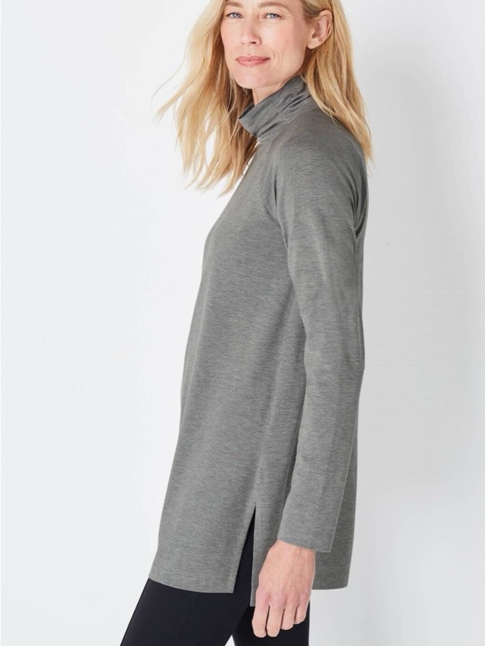 J. Jill Gray Mock Neck Tunic with Side Slits
